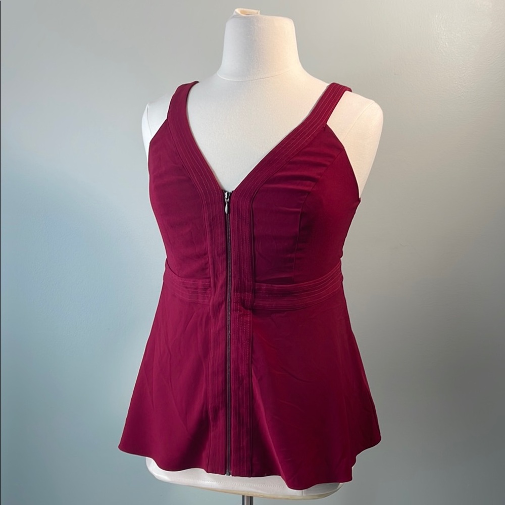 Torrid Crepe Peplum Zip Front Top